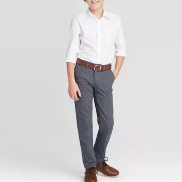 Cat & Jack™ Boy's White Long Sleeve Button-Down Shirt - Picture 3 of 13